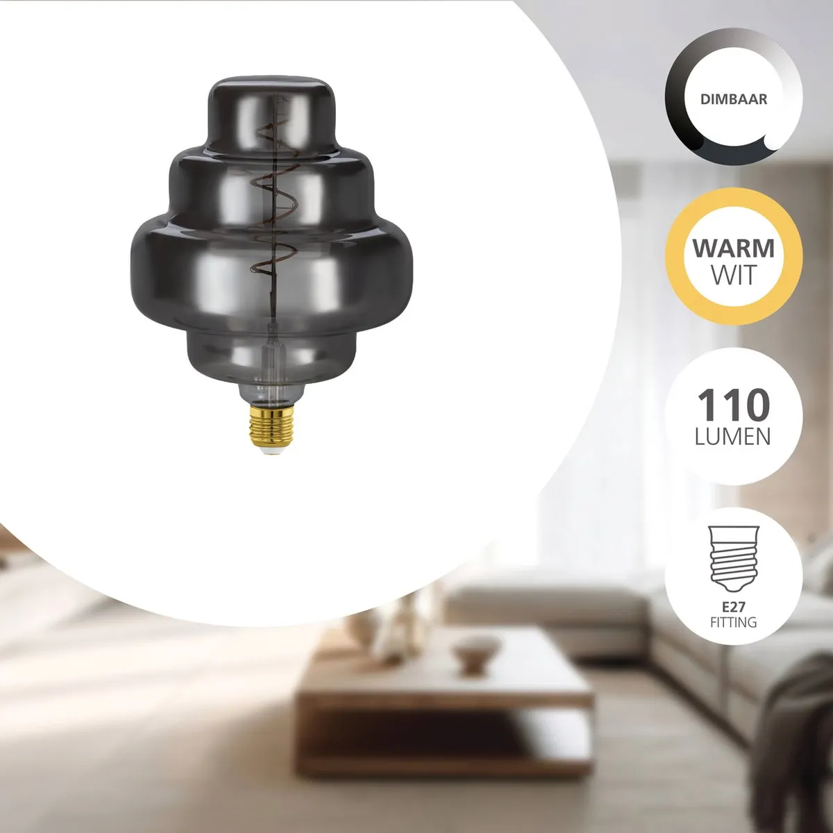 Eglo LED Lamp E27 Rookglas 2000K - Ø20cm