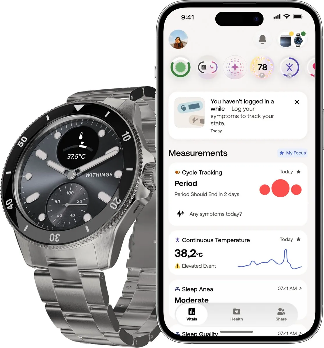 Withings ScanWatch Nova 42mm Hybride Smartwatch - Zwart