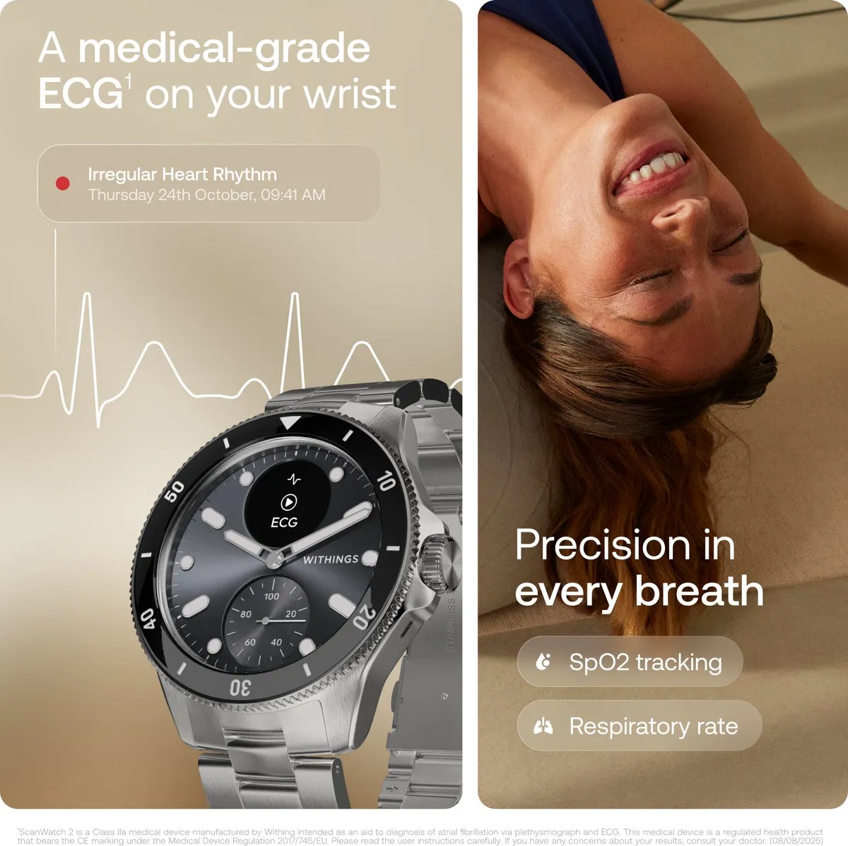 Withings ScanWatch Nova Hybride Smartwatch - 42mm - Zwart - afbeelding 6 van 6