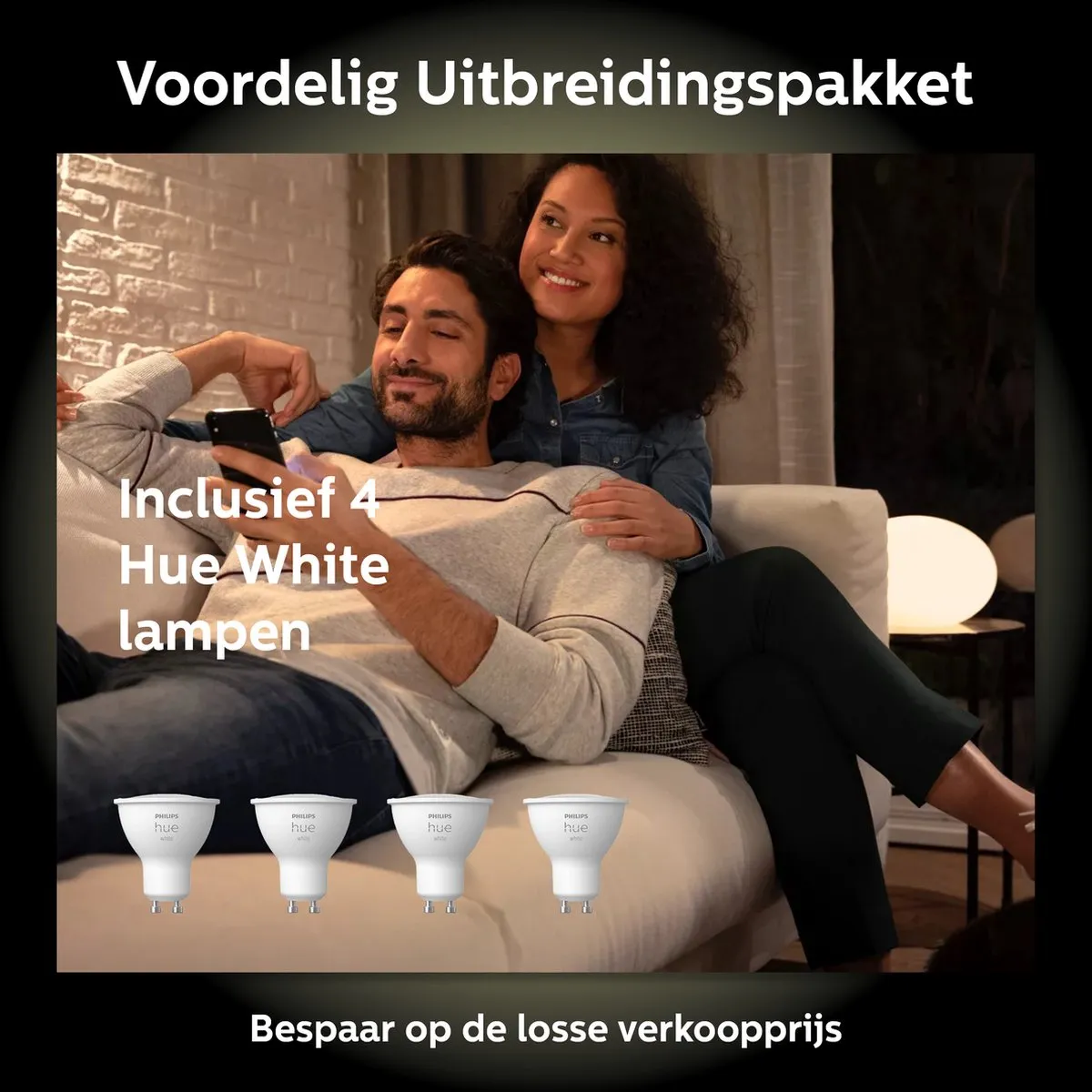 Philips Hue Voordeelpakket GU10 Warmwit - 4x4.2W Mat Glas