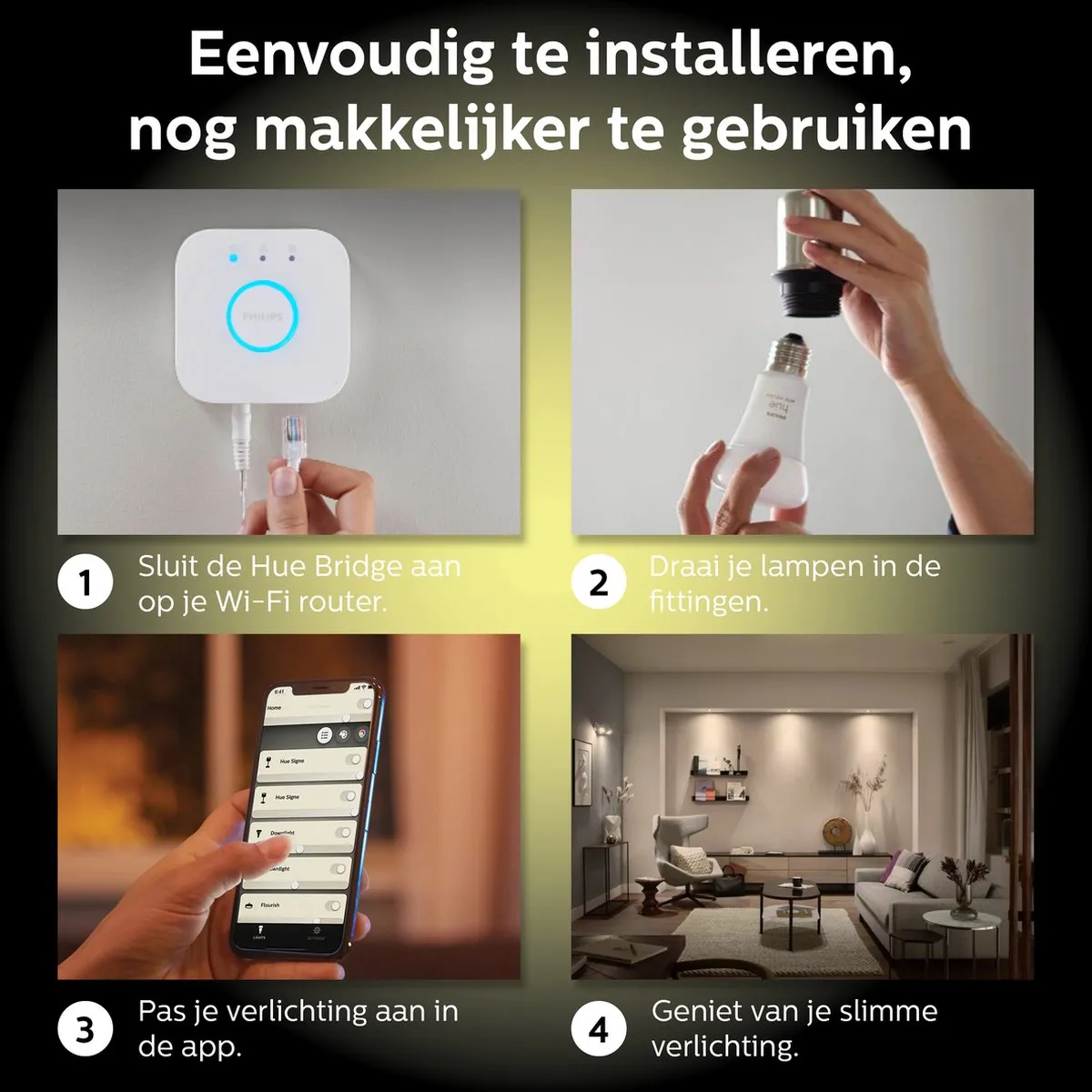 Philips Hue Voordeelpakket GU10 Warmwit - 4x4.2W Mat Glas