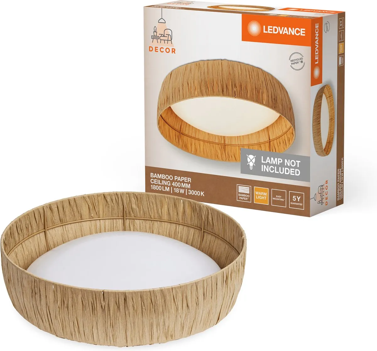 LEDVANCE Decor Bamboo Paper Plafondlamp 18W