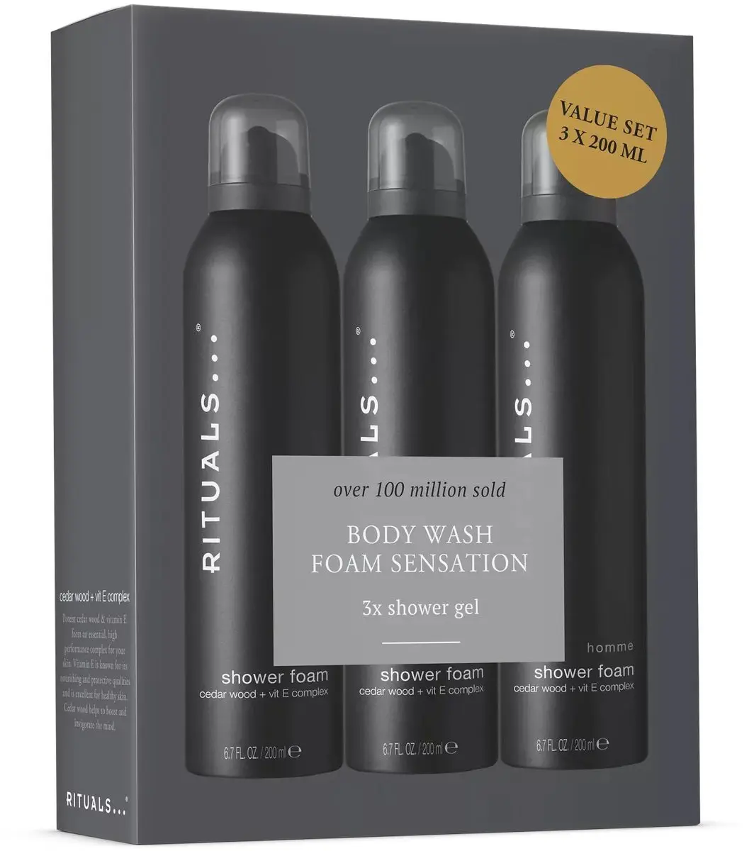 Rituals Ritual of Homme Doucheschuim 3x200ml - Cederhout & Vitamine E