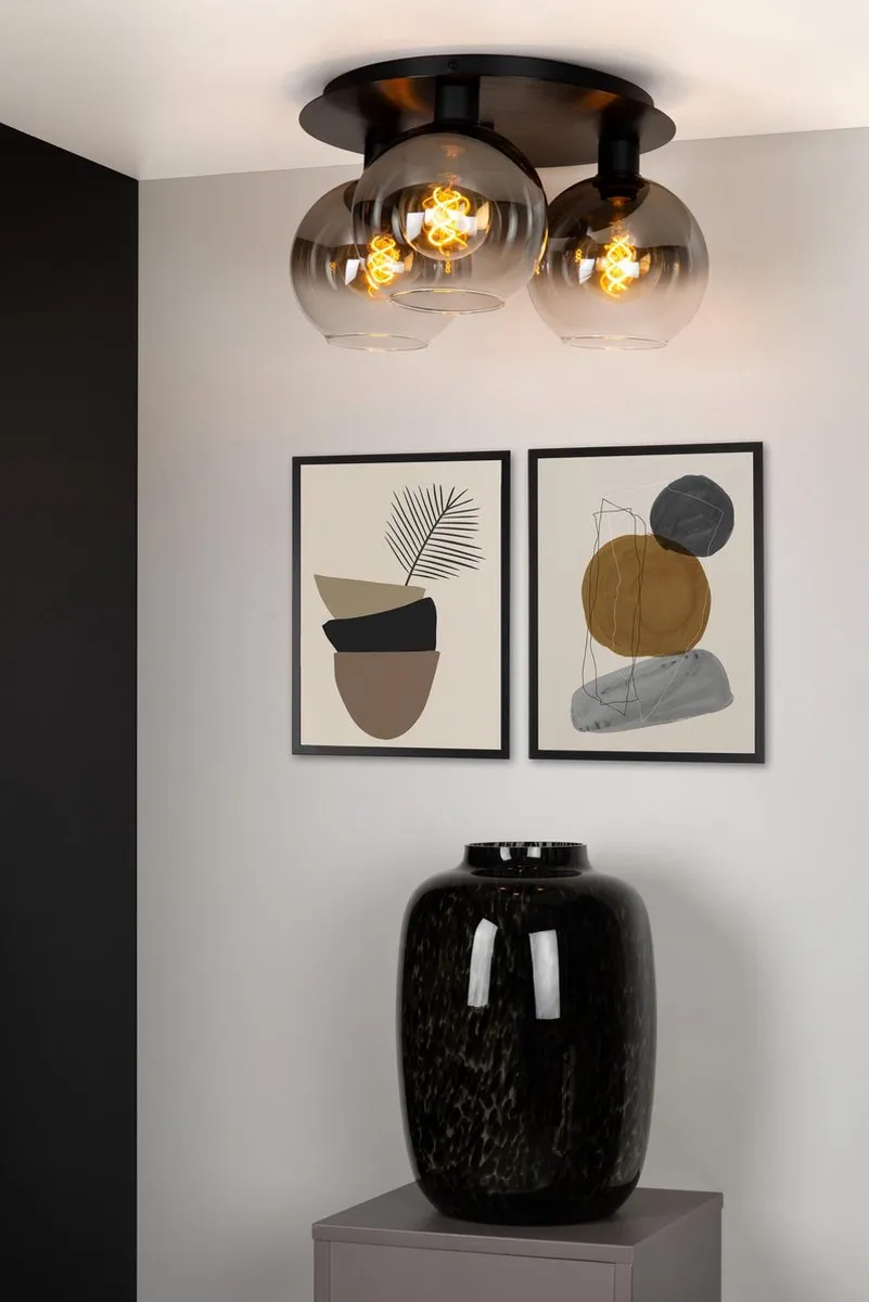 Lucide Marius Plafondlamp 3xE27 - Zwart
