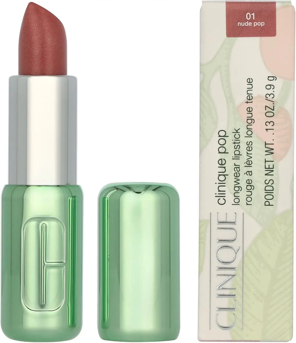 Clinique Pop Longwear Shine Lipstick 01 Nude Pop - 3.9g