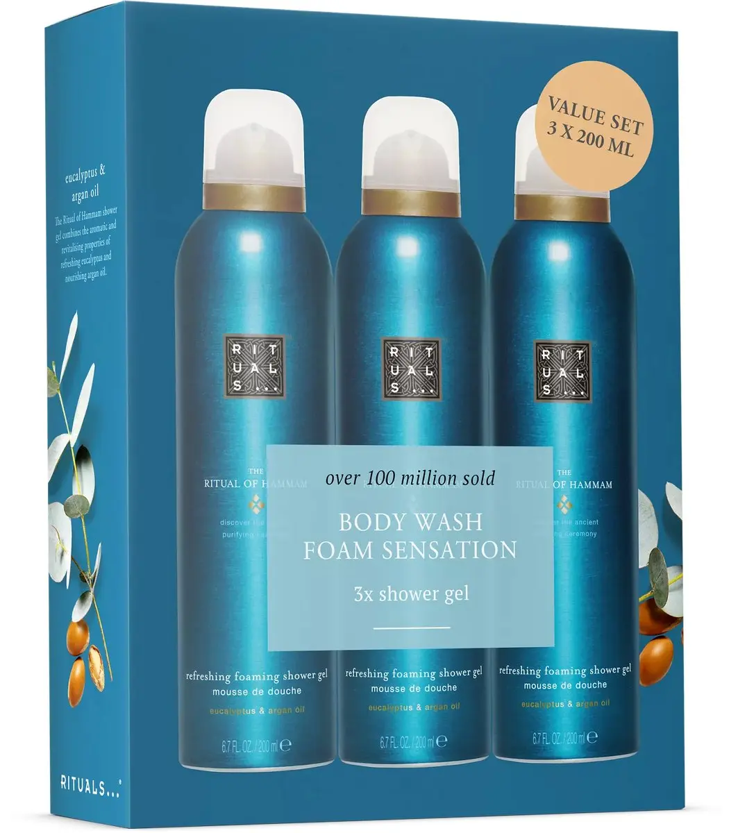 Rituals Ritual of Hammam Doucheschuim 3x200ml - Arganolie & Eucalyptus
