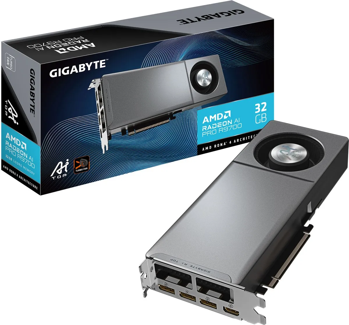 Gigabyte Radeon AI PRO R9700 AI TOP GV-R9700AI TOP-32GD Videokaart