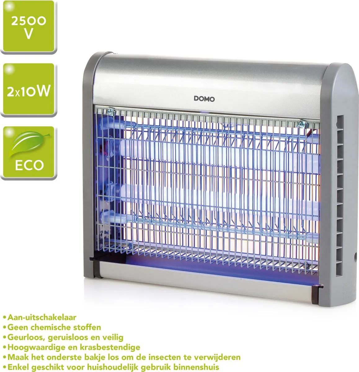 Domo KX012 Insectenlamp UV - 2x10W Zilver