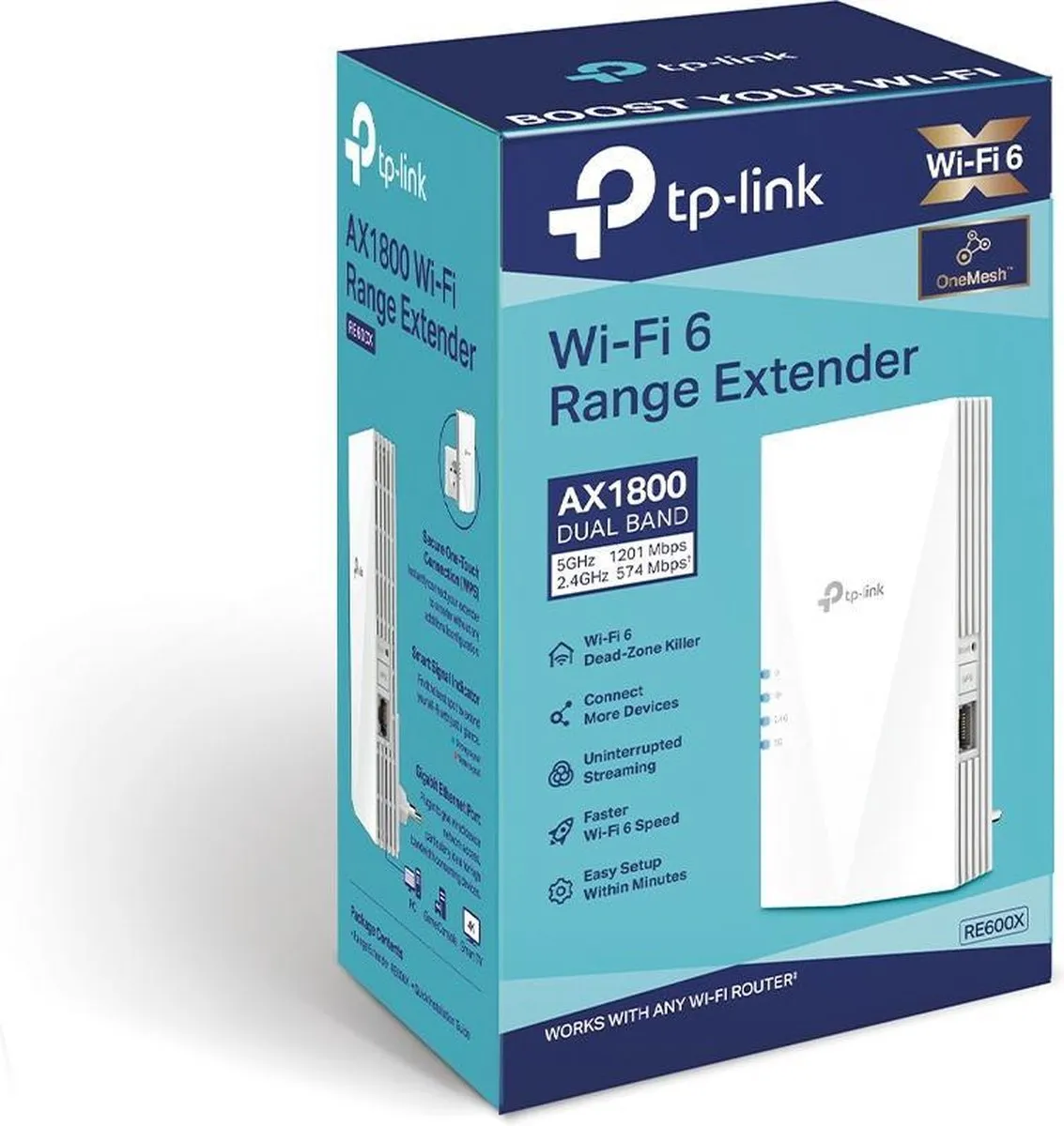 TP-Link RE600X WiFi Repeater - 1x Ethernet - Wit