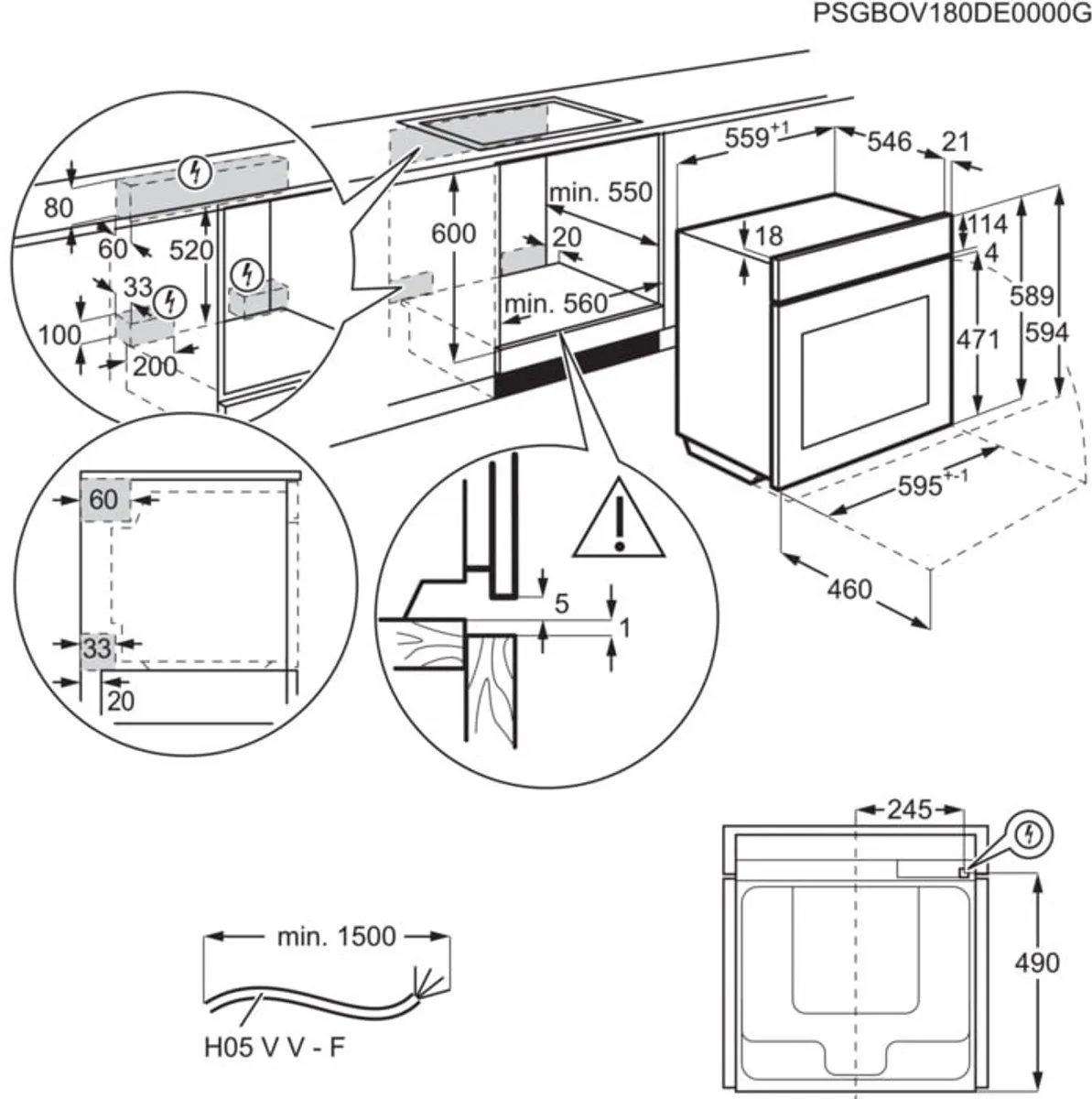 AEG TS6PB50WAB Inbouwoven 71L - Pyrolyse - Zwart
