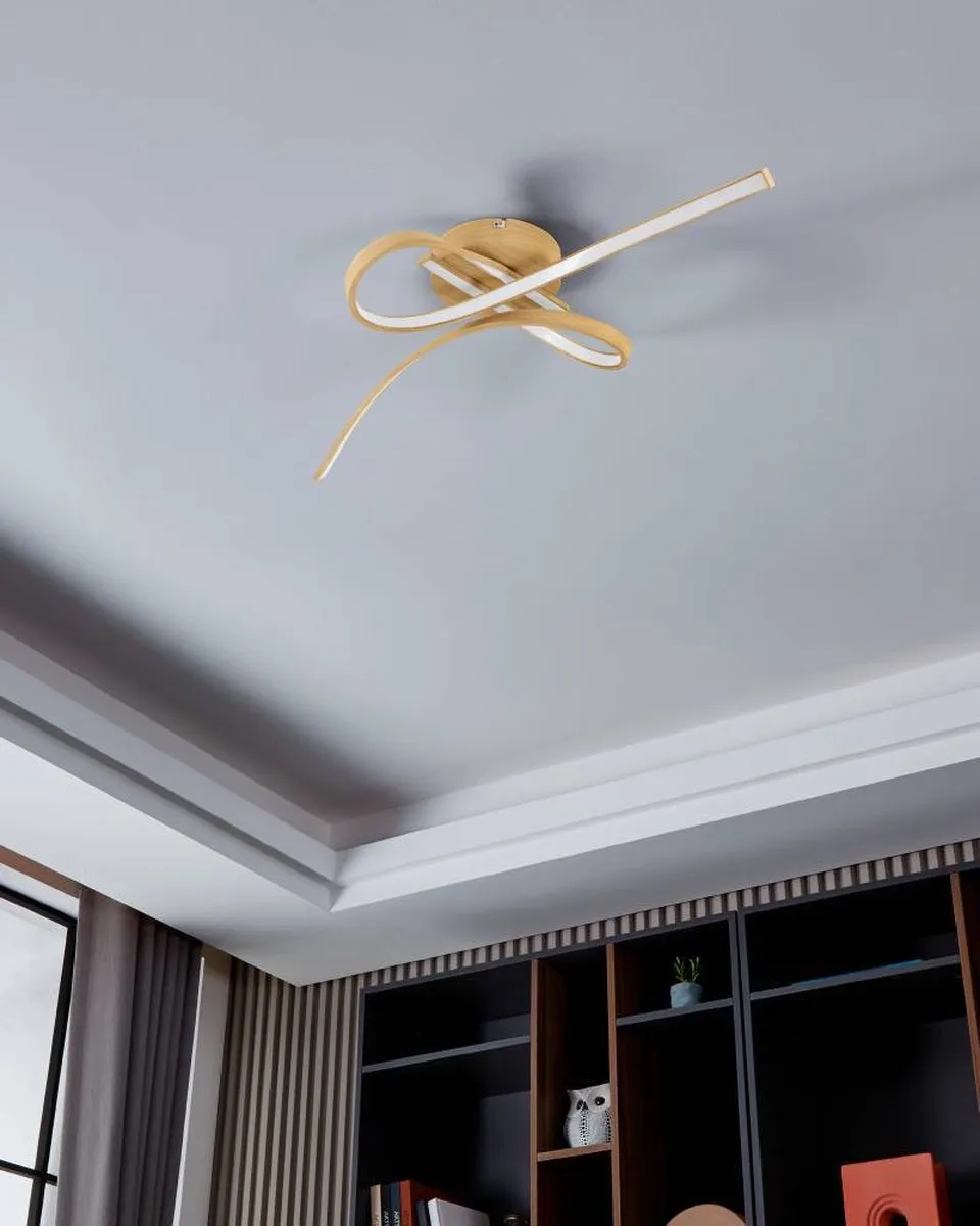 Eglo Selvina 2 Plafondlamp LED 68cm - Lichtbruin/Wit