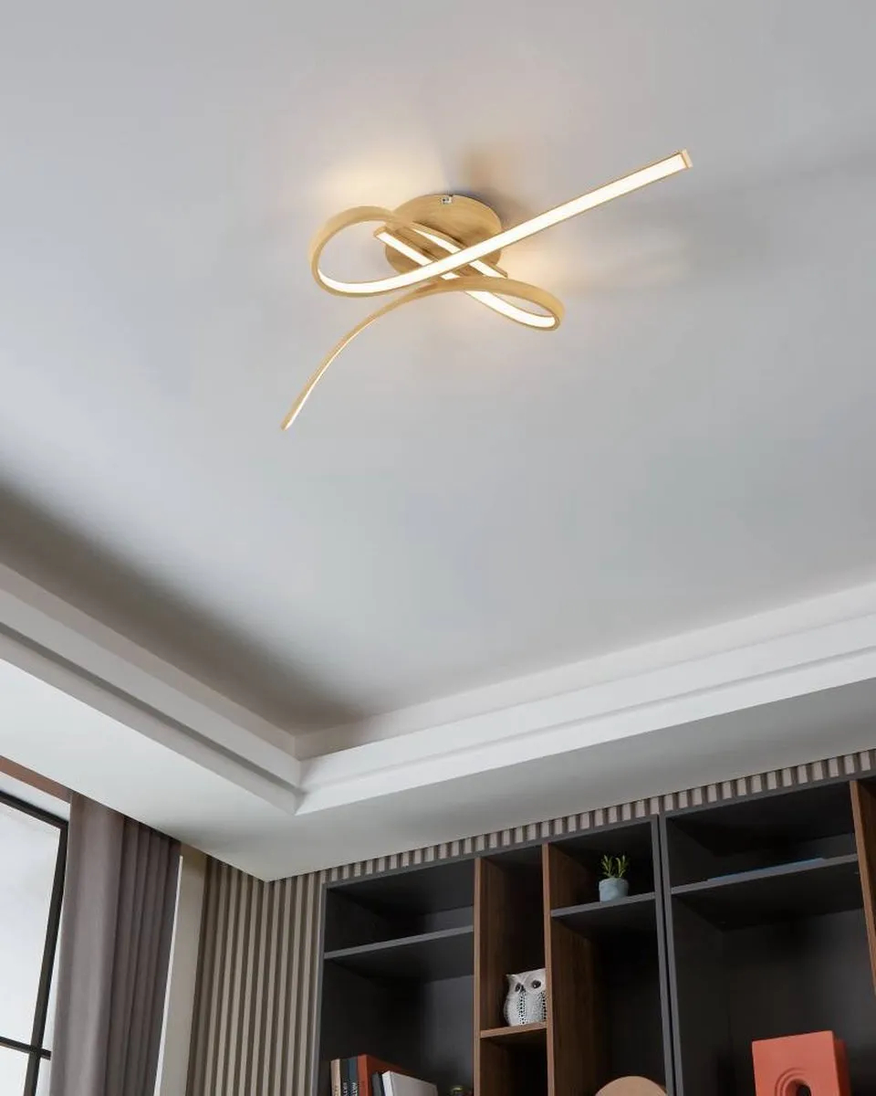 Eglo Selvina 2 Plafondlamp LED 68cm - Lichtbruin/Wit