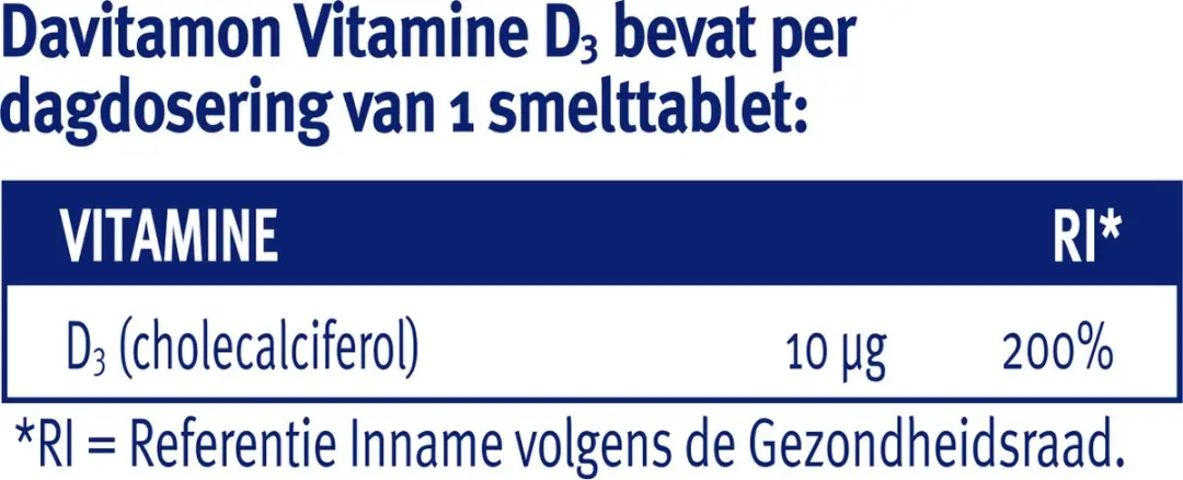 Davitamon Vitamine D3 Smelttabletten 75 Stuks
