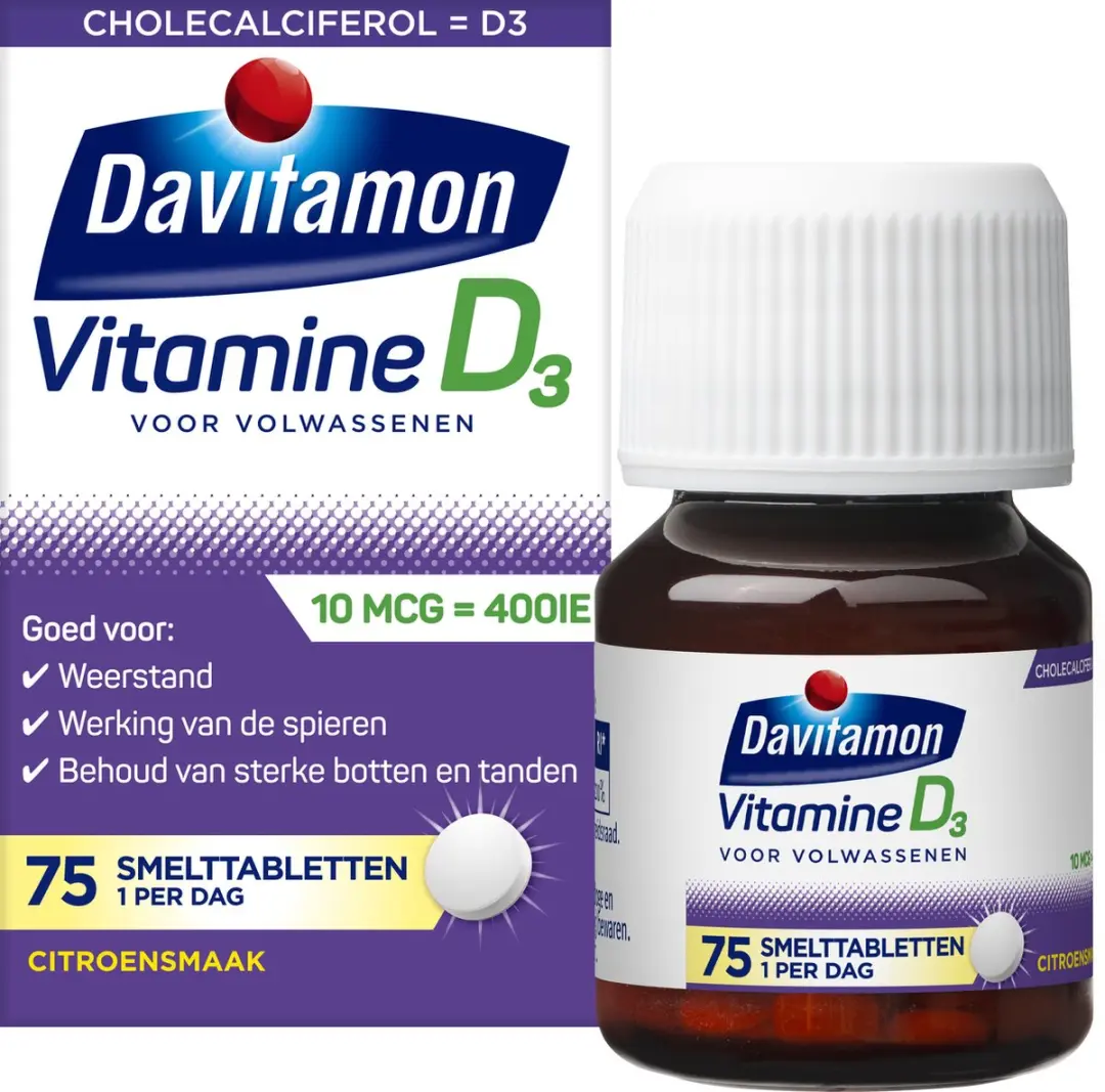 Davitamon Vitamine D3 Smelttabletten 75 Stuks