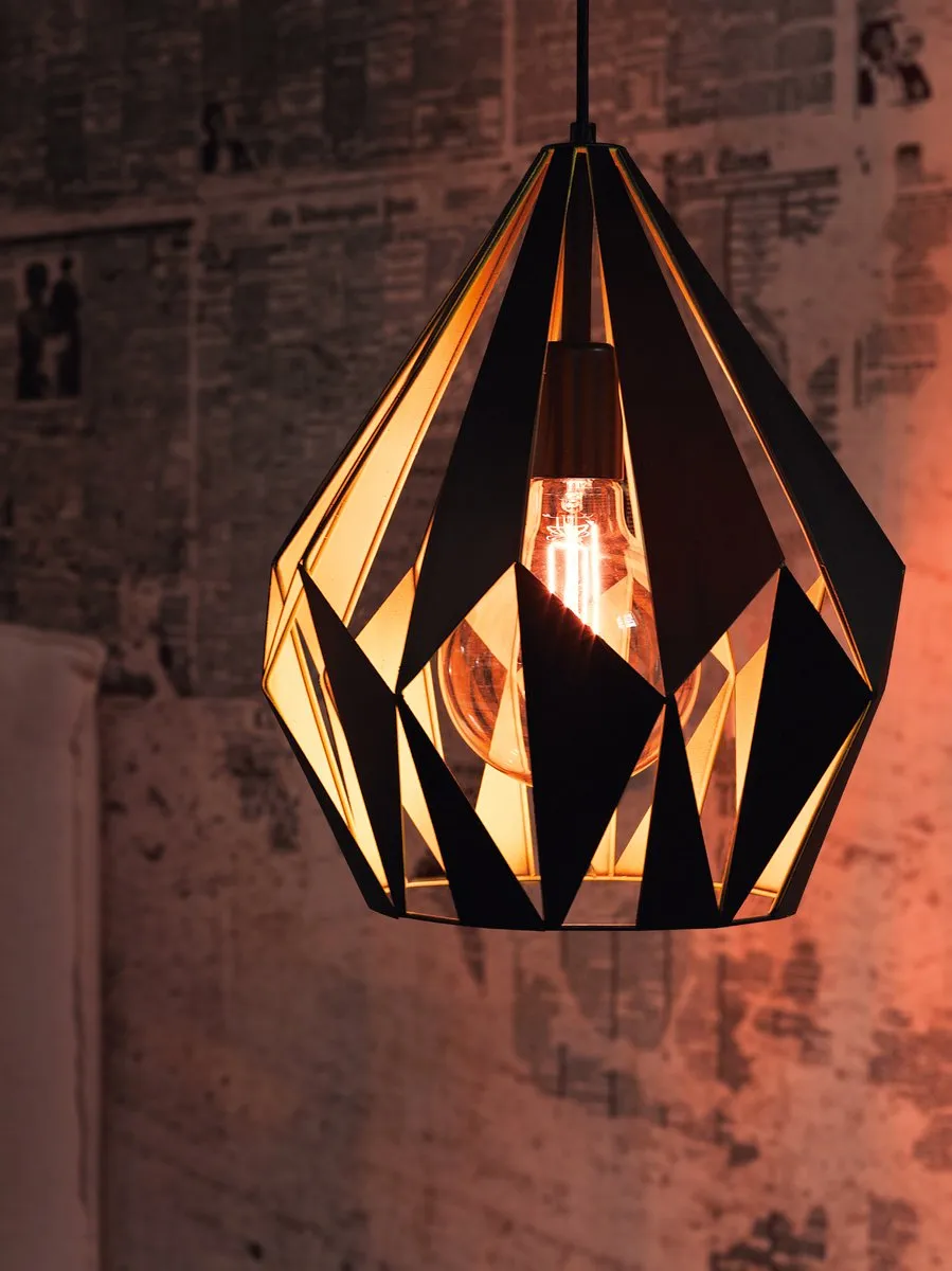 Eglo Vintage Carlton 1 Hanglamp - Ø310mm - Geel/Zwart