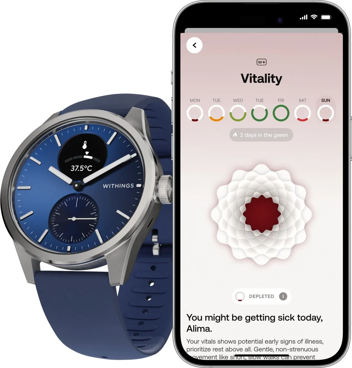 Withings ScanWatch 2 - 42mm - Hybride Smartwatch - Midnight Blauw