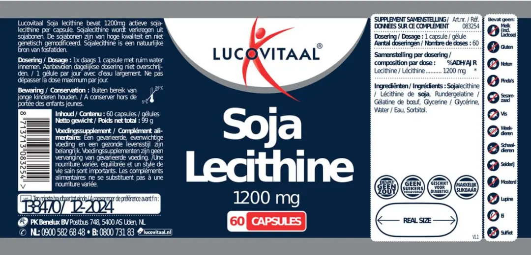 Lucovitaal Soja Lecithine 1200mg - 60 Capsules