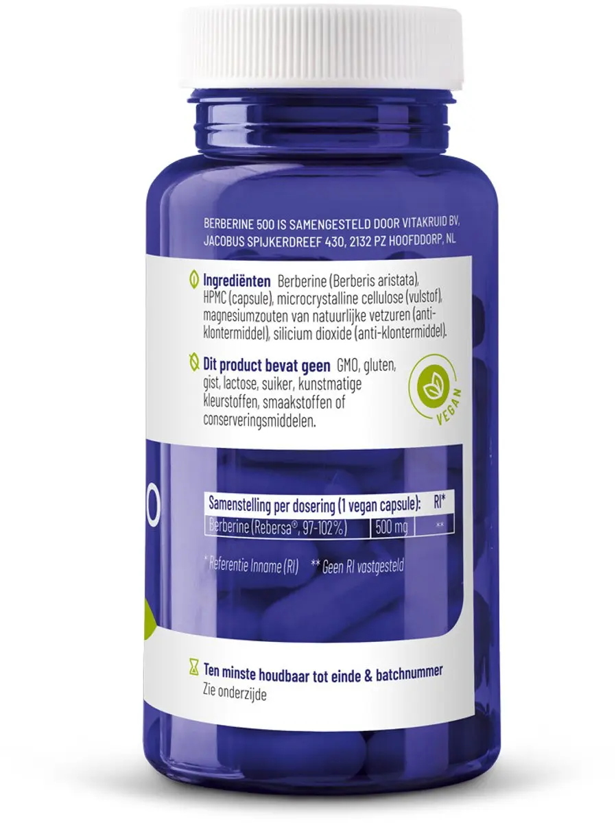 Vitakruid Berberine 500 Rebersa - 120 Vegancapsules - afbeelding 6 van 6