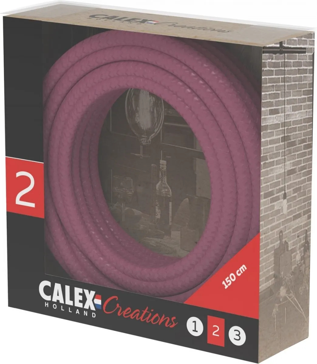 Calex Textielsnoer 1.5m - 2-aderig Roze