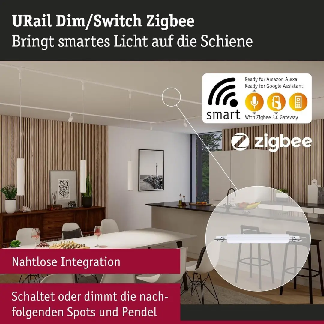 Paulmann URail Zigbee 3.0 Railadapter 240x21mm - 50W - Wit