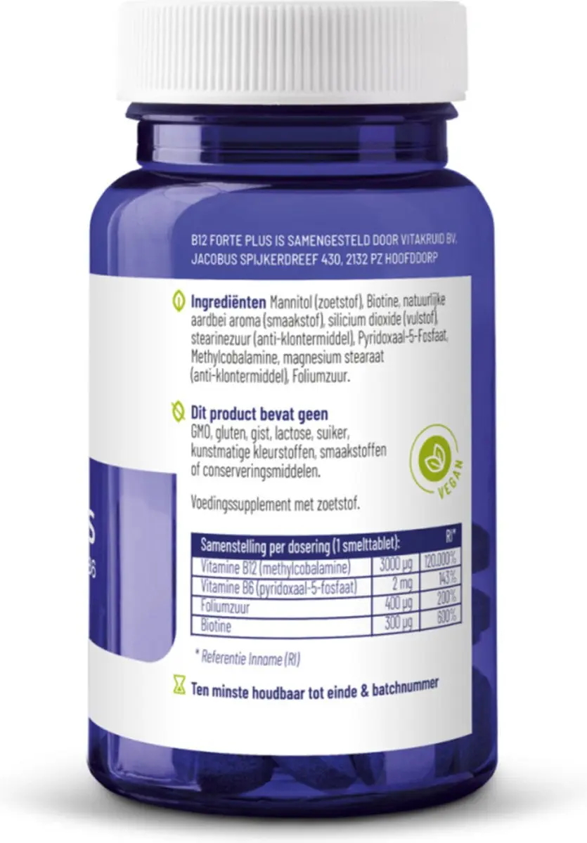 Vitakruid B12 Forte Plus Smelttabletten 60 Stuks
