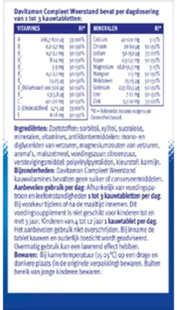 Davitamon Compleet Weerstand Kauwvitamines Aardbei - 240g