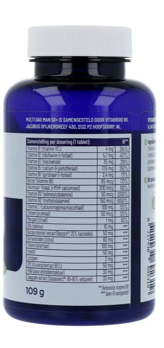 Vitakruid Multi Dag Man 50+ 90 Tabletten