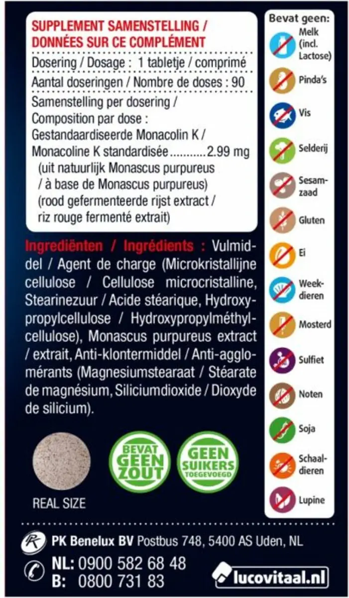 Lucovitaal Rode Gist Rijst 90 tabletten