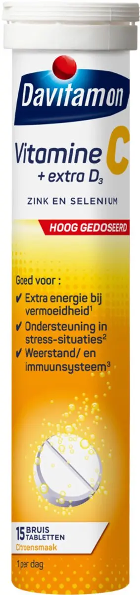 Davitamon Vitamine C Forte + D3 Citroen Bruistabletten - 4x15 Stuks