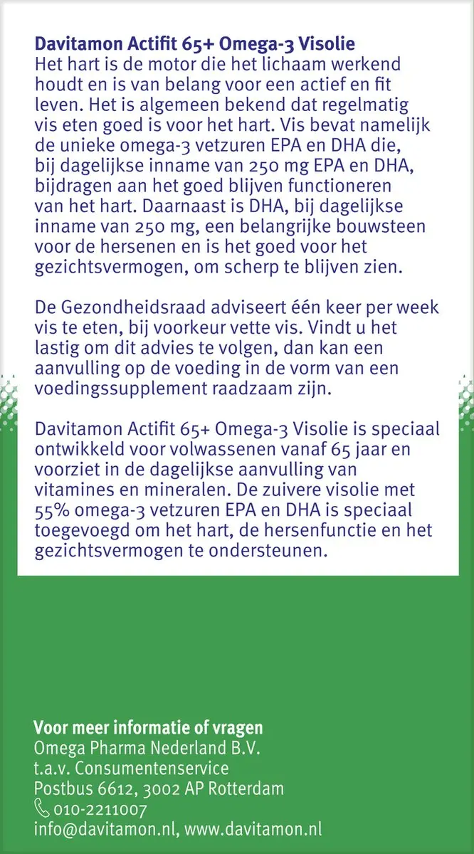 Davitamon Actifit 65+ Omega-3 Visolie 80 Capsules
