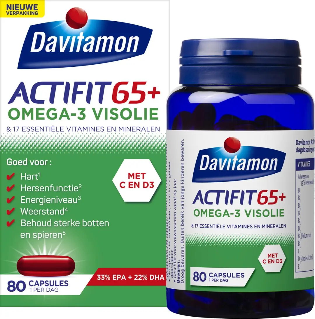 Davitamon Actifit 65+ Omega-3 Visolie 80 Capsules