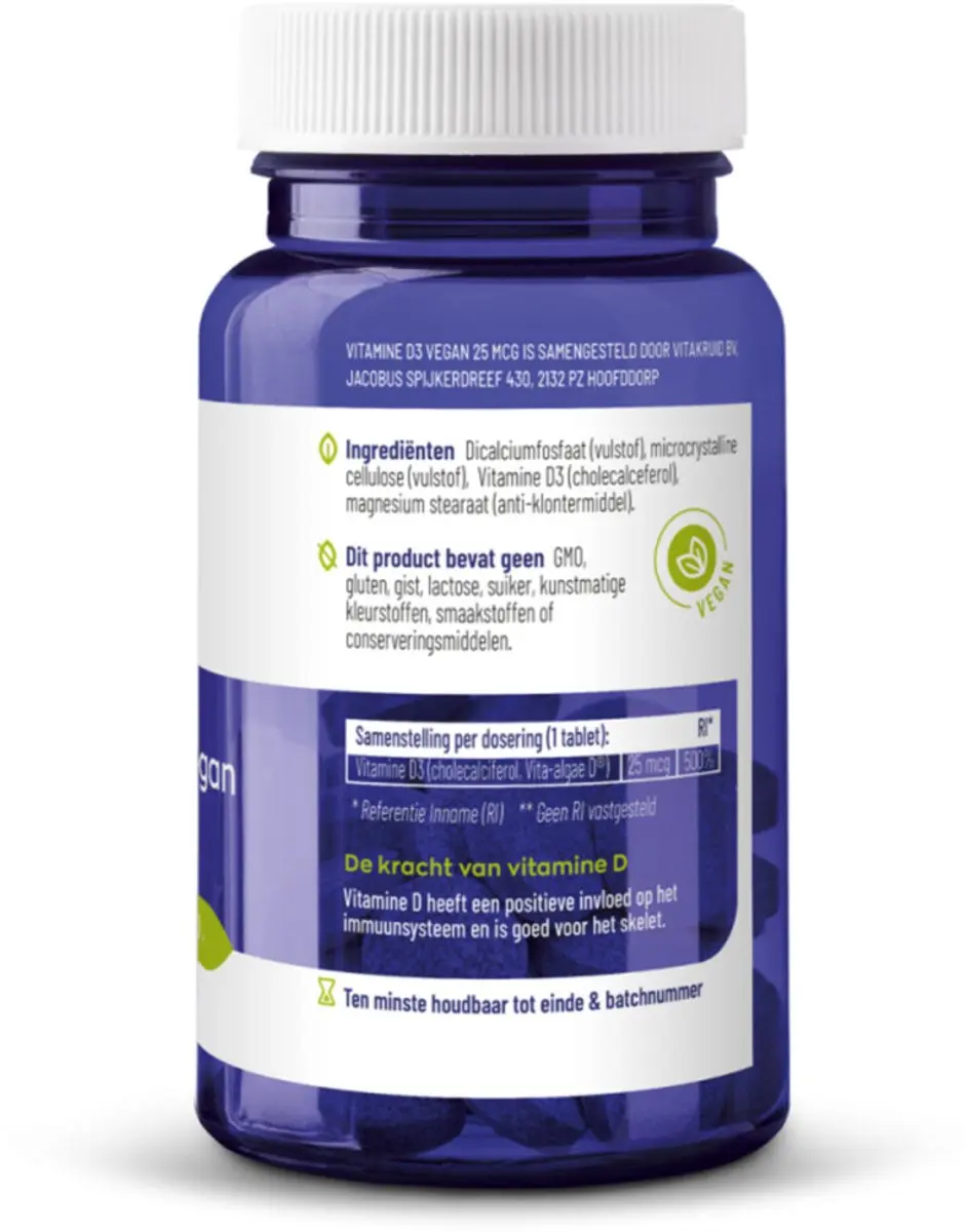 Vitakruid Vitamine D3 25 mcg Vegan - 240 tabletten