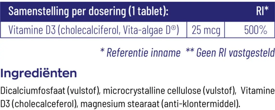 Vitakruid Vitamine D3 25 mcg Vegan - 240 tabletten