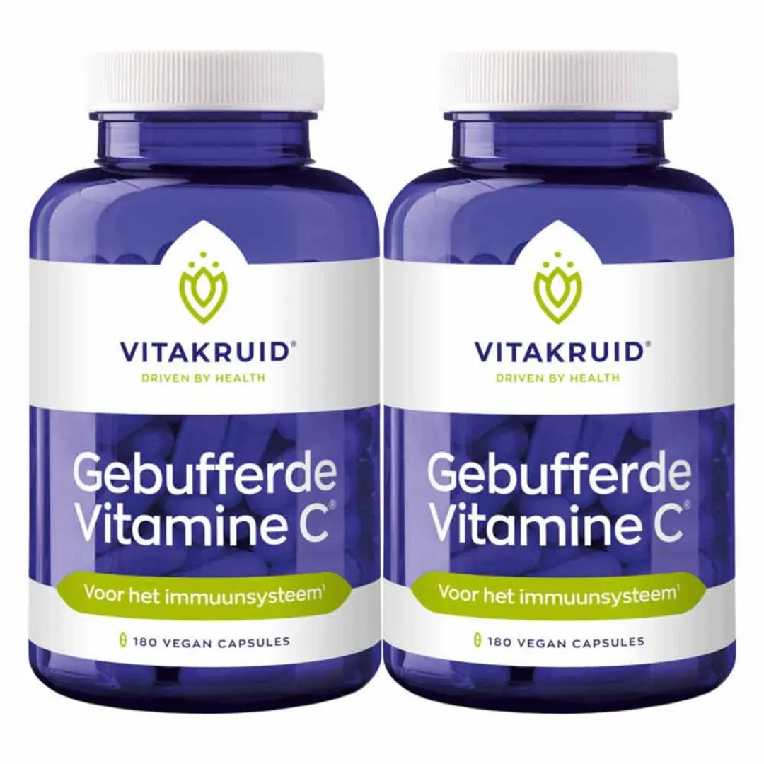 Vitakruid Gebufferde Vitamine C 360g - 2x180 Vegacapsules