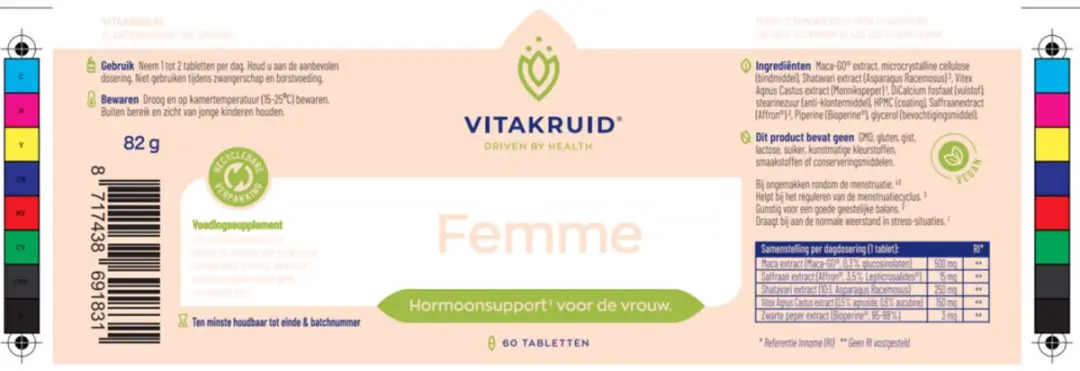 Vitakruid Femme 120 tabletten - 2x60 Stuks - afbeelding 6 van 6