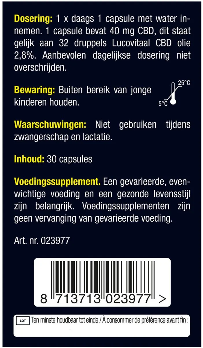 Lucovitaal CBD Capsules 40mg - 30 Stuks