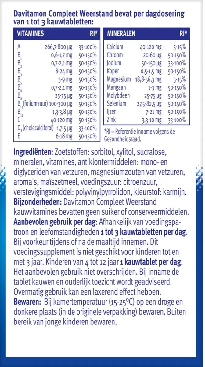 Davitamon Compleet Weerstand Bosvruchten Kauwtabletten - 100g