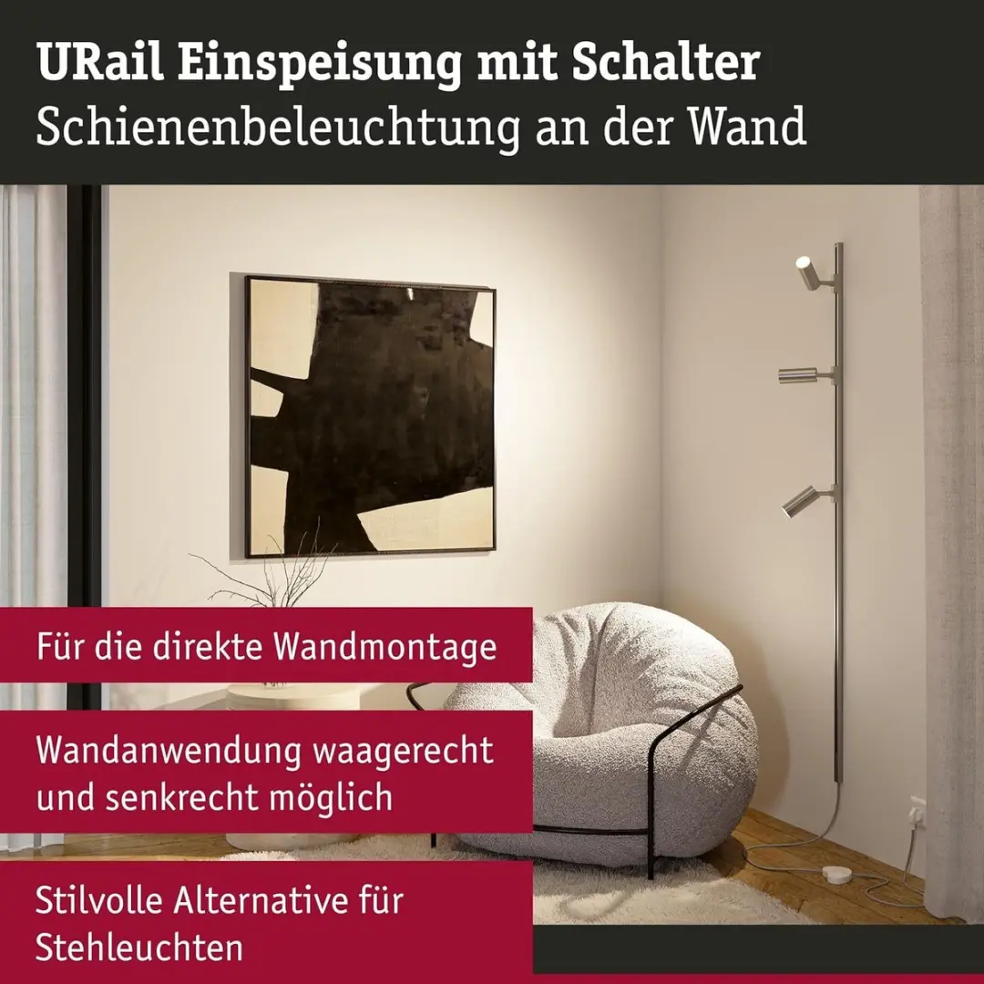 Paulmann URail Voedingskabel 2m - 1000W - Matzwart