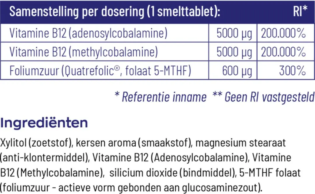 Vitakruid B12 Combi 10.000 Smelttabletten - 60 Stuks