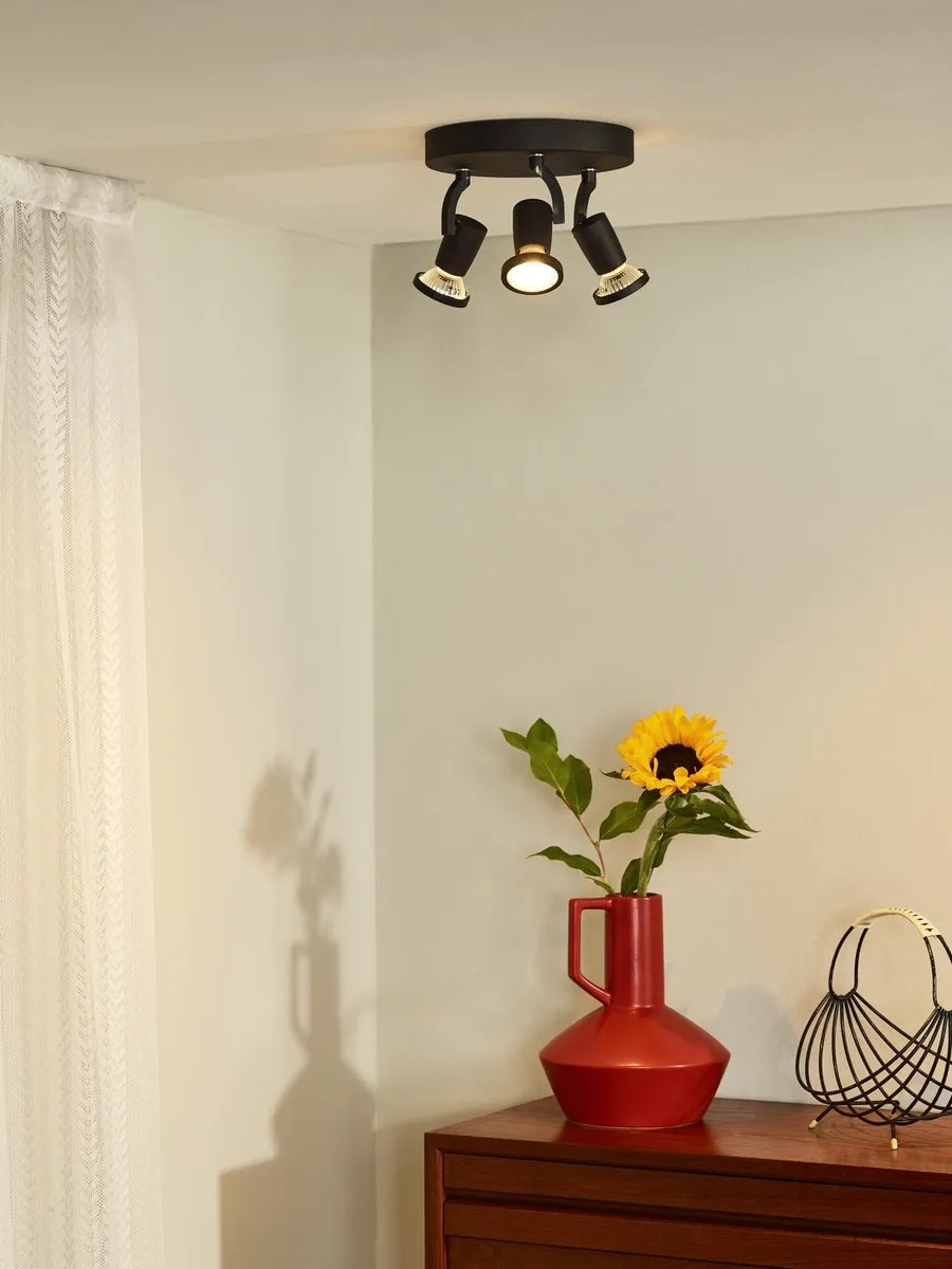 Lucide JASTER-LED Plafondspot Ø20cm - 3x5W 2700K - Zwart