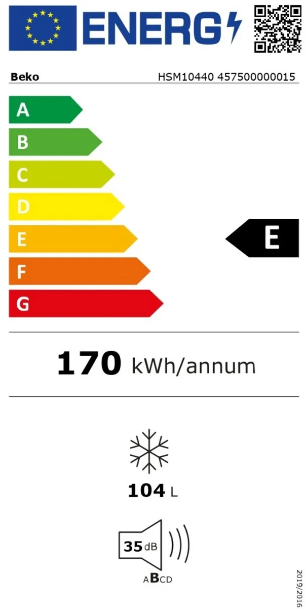 Beko HSM10440 Vriezer - 104L - 6 Kg/24u - Wit