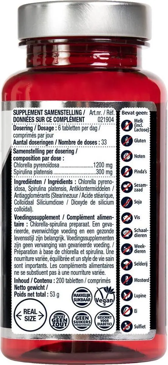 Lucovitaal Chlorella Spirulina 600g - 3x200 tabletten