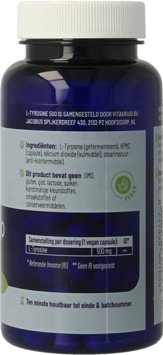 Vitakruid L-Tyrosine 500 60 Vegicaps - afbeelding 6 van 6
