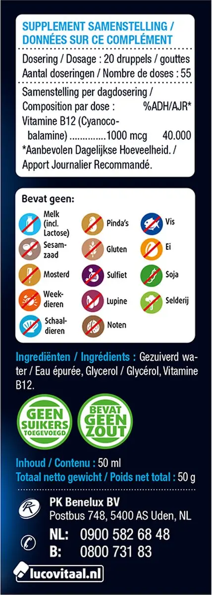 Lucovitaal Vitamine B12 1000 mcg Druppels 50ml