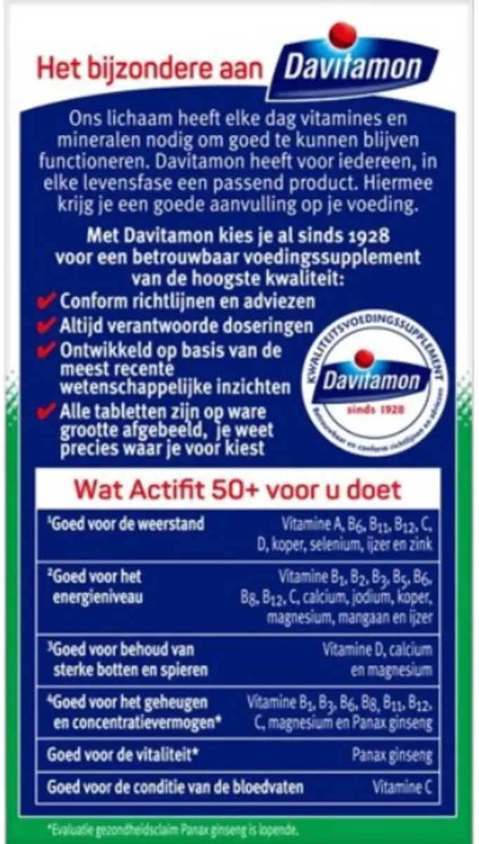 Davitamon Actifit 50+ - 180 tabletten