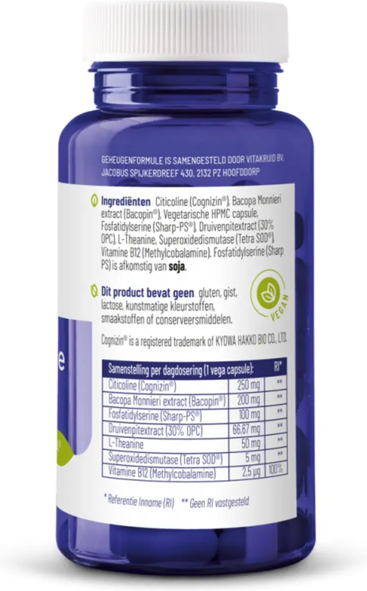 Vitakruid Geheugenformule 120g - 2x60 Vegacapsules