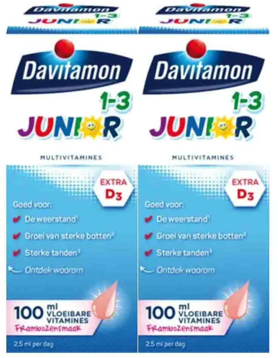 Davitamon Junior 1+ Framboos - 2x100ml