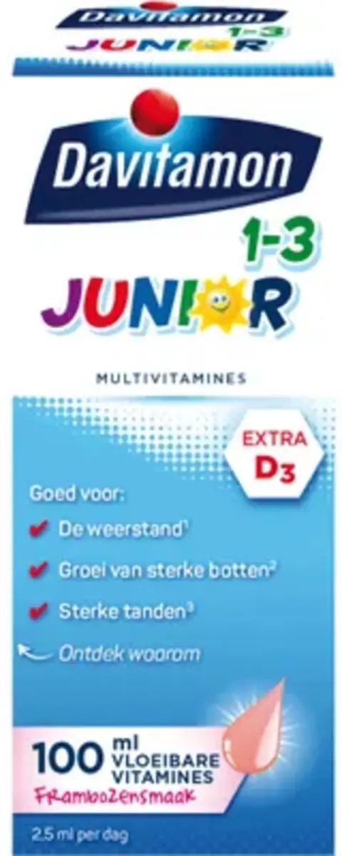 Davitamon Junior 1+ Framboos - 2x100ml