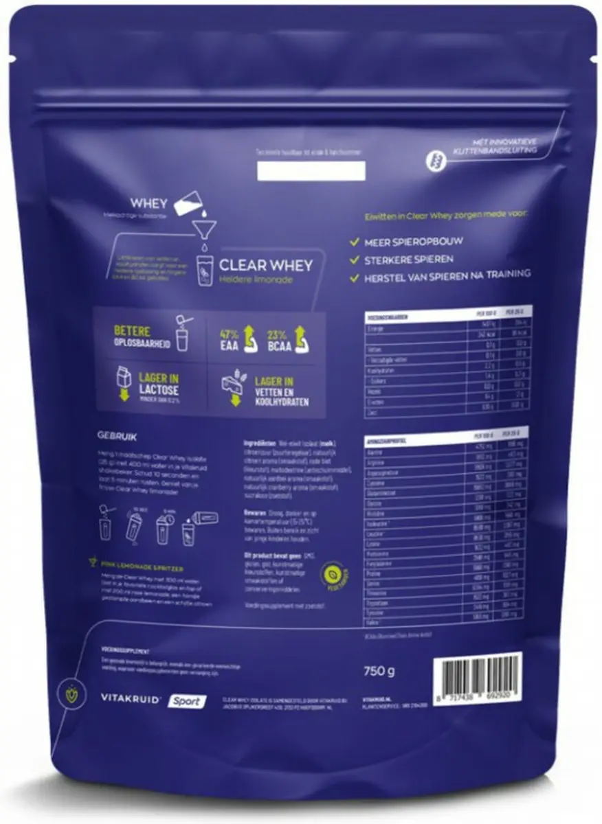 Vitakruid Clear Whey Isolate Pink Lemonade 750g