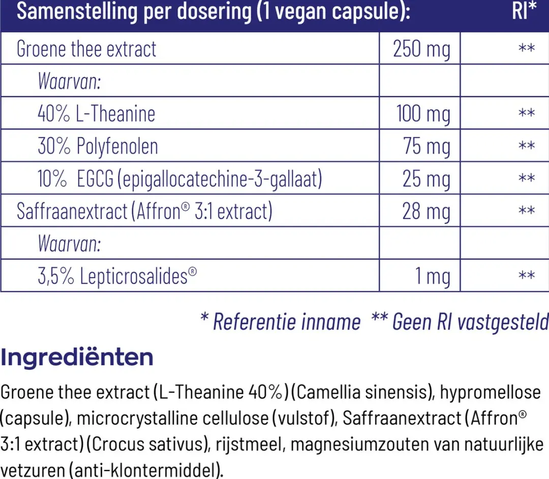 Vitakruid Saffraan & L-Theanine 30 Vegicaps